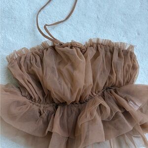 Blue Blush rare edition Brown Tulle Strapless Top